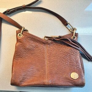 VINCE CAMUTO Brown Leather Crossbody Bag with Gold Accents